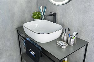 Раковина накладная Gid 50 D1302H011 53305 белая, хром купить в интернет-магазине Sanbest