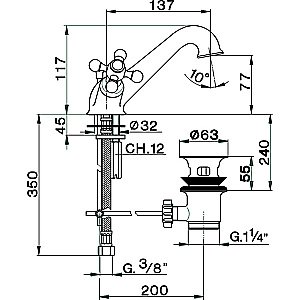 Смеситель для раковины Cisal ARCANA CERAMIC AC00051027 бронза купить в интернет-магазине сантехники Sanbest
