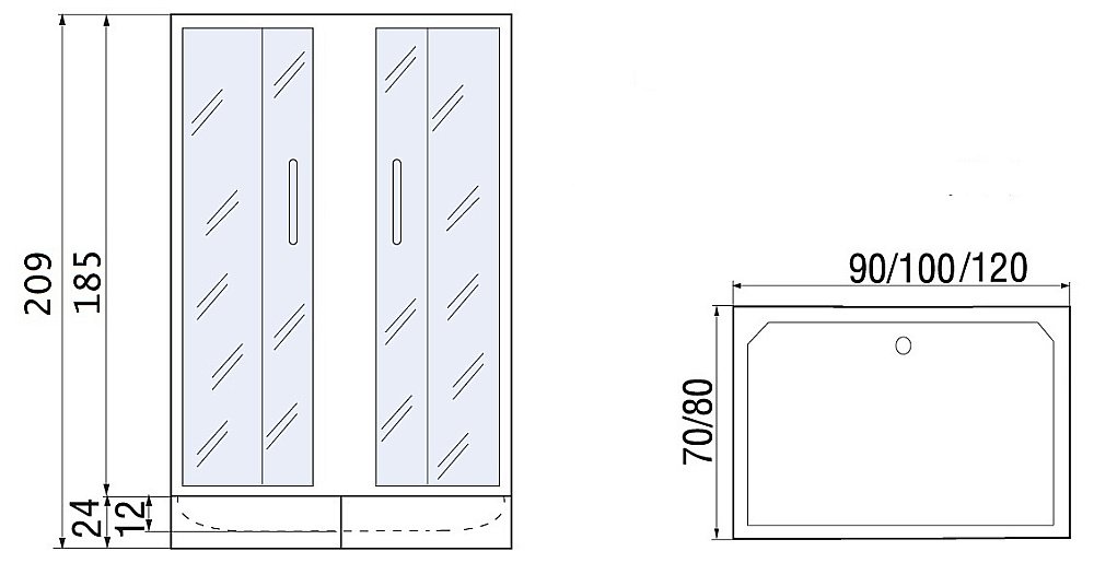 Душевой уголок с поддоном River MORAVA XL 90/70/24 MT купить в интернет-магазине Sanbest