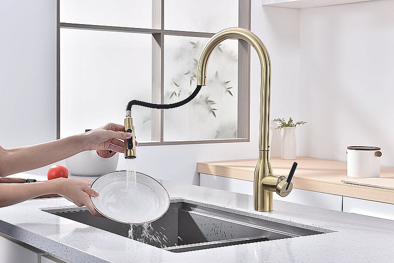 Смеситель для кухни Paulmark Universal Un213880-LG светлое золото купить в интернет-магазине сантехники Sanbest