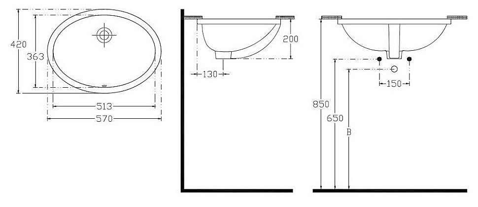 Раковина ISVEA Soluzione 57 10AC77057SV белая купить в интернет-магазине Sanbest
