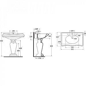 Раковина на пьедестале Migliore Impero 90 ML.IMP-25.390.BI белая купить в интернет-магазине Sanbest