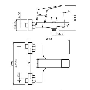 Смеситель для ванны PAINI Torre 98YO111 черный купить в интернет-магазине сантехники Sanbest