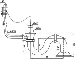 Слив-перелив для ванны Эстет Wirquin ФР-00015640 белый купить в интернет-магазине сантехники Sanbest