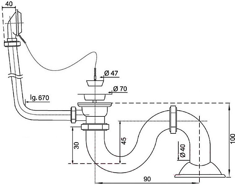 Слив-перелив для ванны Эстет Wirquin ФР-00015640 белый купить в интернет-магазине сантехники Sanbest