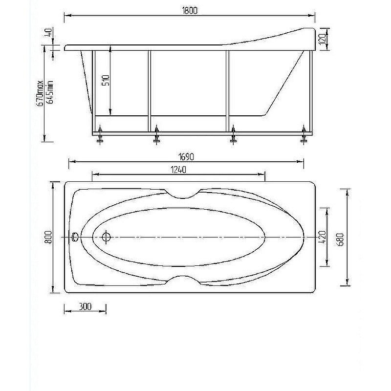 Ванна Aquatek Европа 180х80 EVR180-0000041 белая купить в интернет-магазине Sanbest