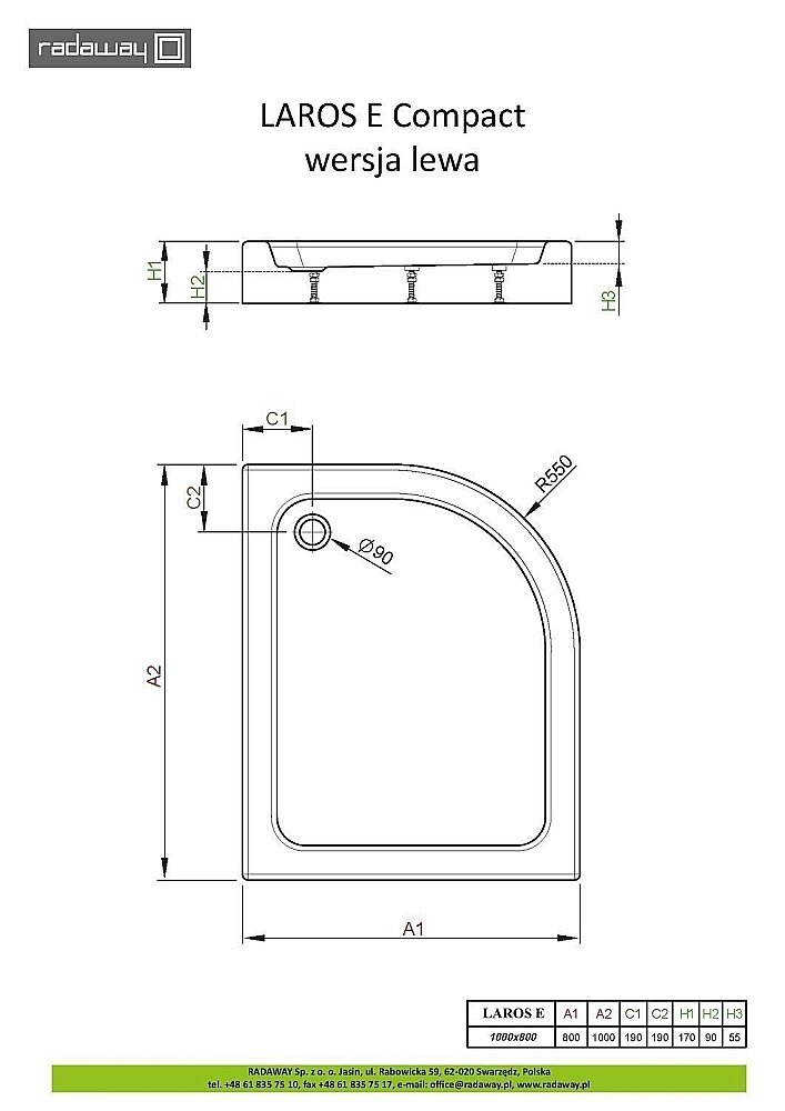 Душевой поддон Radaway Laros E Compact 100x80 белый купить в интернет-магазине Sanbest