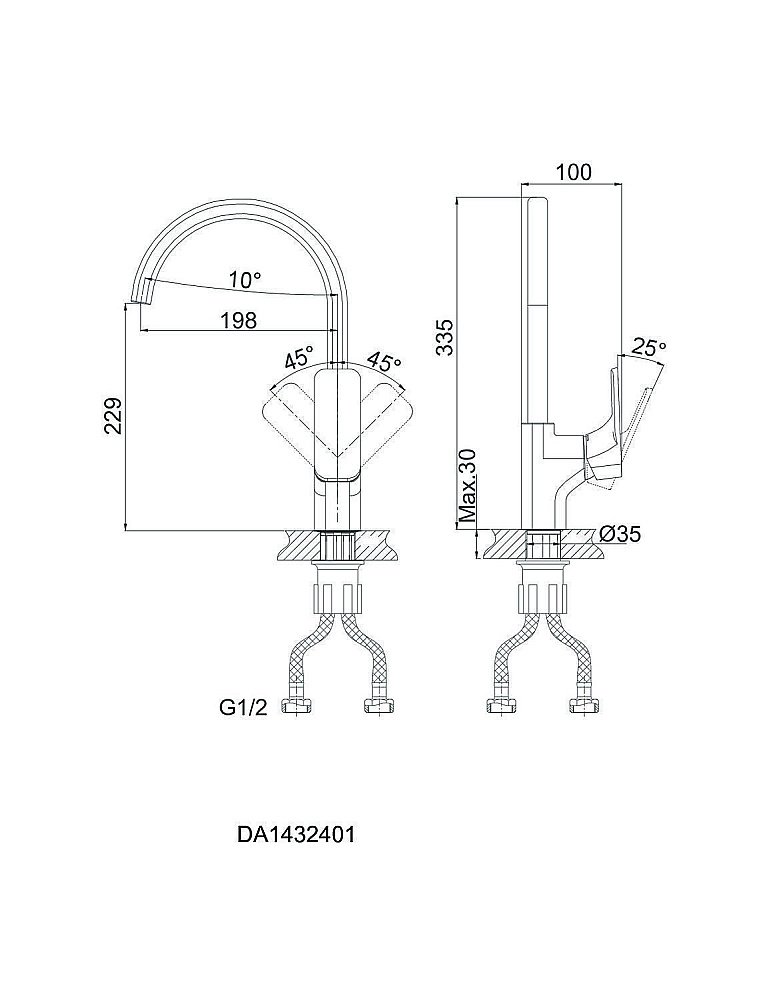 Смеситель для кухни D&K Berlin Kunste DA1432413 купить в интернет-магазине сантехники Sanbest