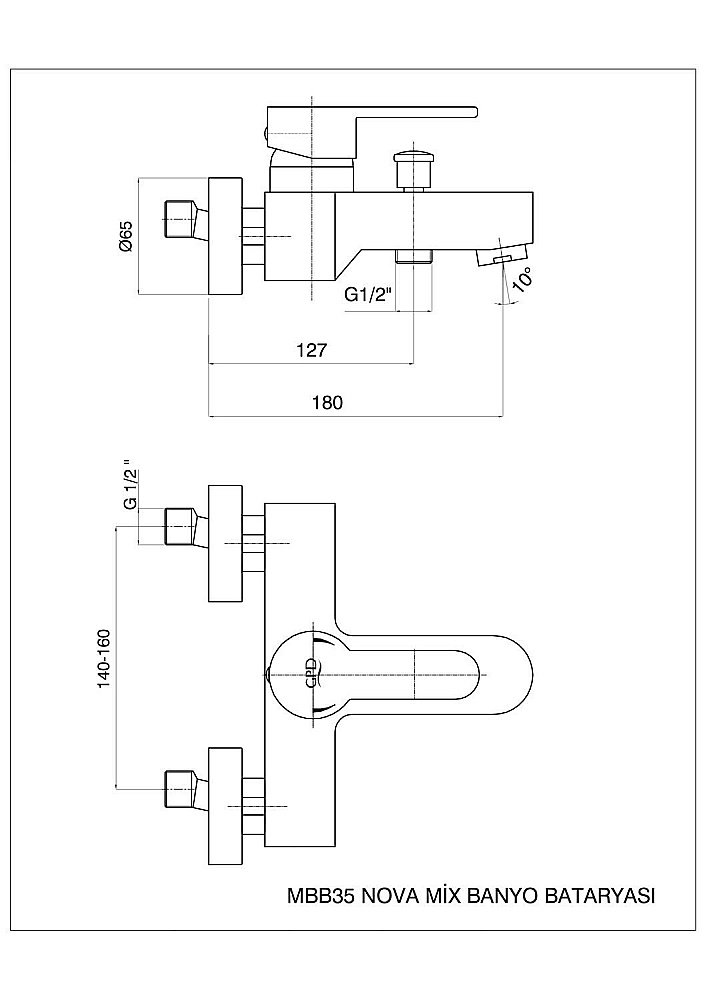 Смеситель для ванны GPD NOVA MBB35 купить в интернет-магазине сантехники Sanbest
