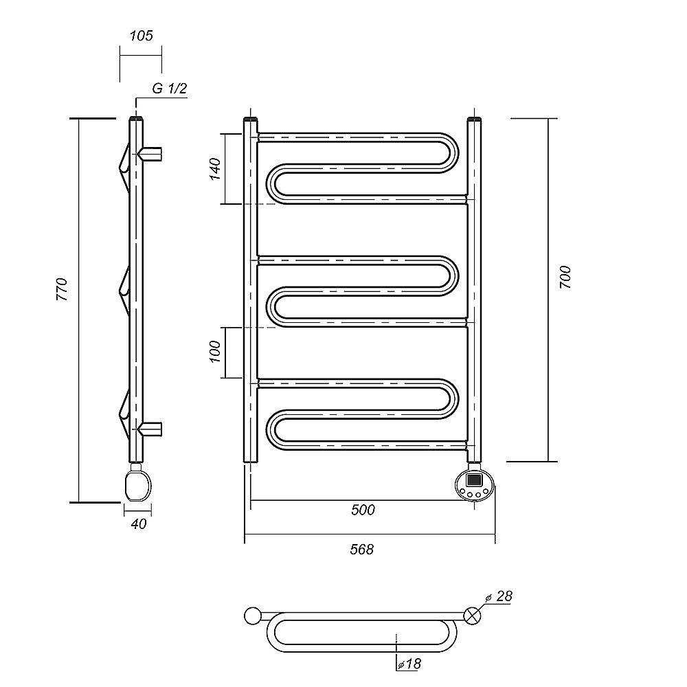 Полотенцесушитель электрический Domoterm Офелия П9 500x700 АБР E бронза купить в интернет-магазине сантехники Sanbest