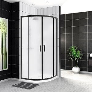 Душевой уголок BelBagno UNO-195-R-2-90-P-NERO 90х90 стекло матовое/профиль черный купить в интернет-магазине Sanbest