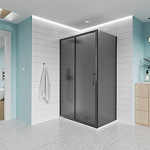 Душевой уголок Veconi Evo 100SP B 150x110 стекло тонированное матовое/профиль черный матовый купить в интернет-магазине Sanbest