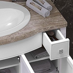 Тумба с раковиной Опадирис Лаура 100 со столешницей белый/swarovski хром для ванной в интернет-магазине Sanbest