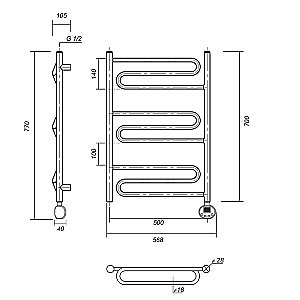 Полотенцесушитель электрический Domoterm Офелия П9 500x700 АБР E бронза купить в интернет-магазине сантехники Sanbest