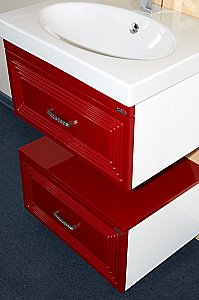 Тумба с раковиной подвесная Misty Европа 60 красная для ванной в интернет-магазине Sanbest
