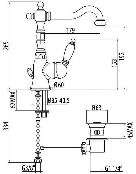 Смеситель для раковины Gattoni Orta 2741/27C0 OLD хром купить в интернет-магазине сантехники Sanbest