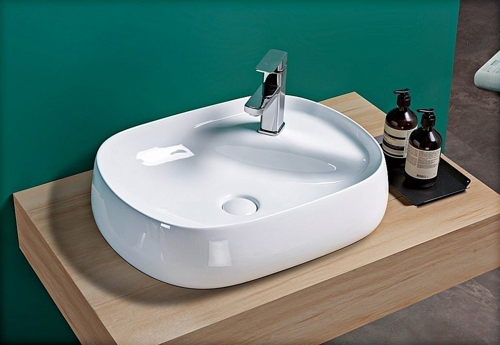 Раковина накладная Gid Lago 59 N9048 51185 белая купить в интернет-магазине Sanbest