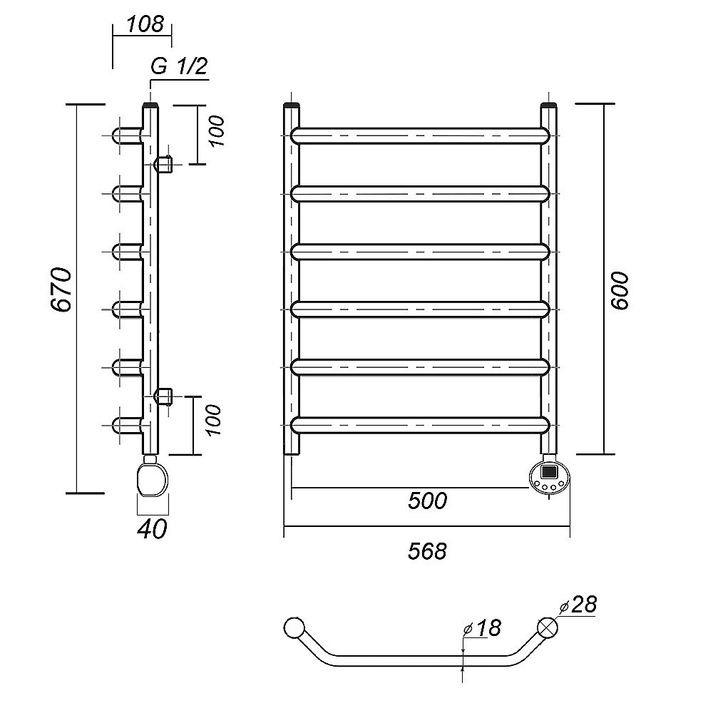 Полотенцесушитель электрический Domoterm Лаура П6 500x600 АБР E бронза купить в интернет-магазине сантехники Sanbest