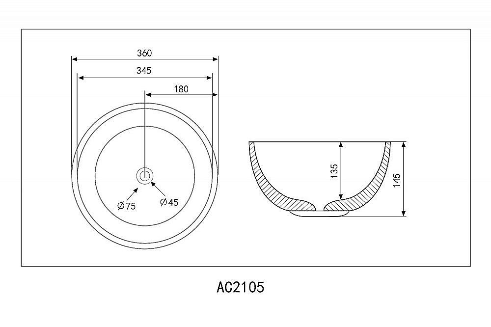 Раковина накладная ABBER Bequem AC2105MB черная матовая купить в интернет-магазине Sanbest