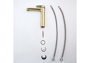 Смеситель для раковины Aquatek Ника AQ1804BG 190 золото шлифованное, без донного клапана купить в интернет-магазине сантехники Sanbest