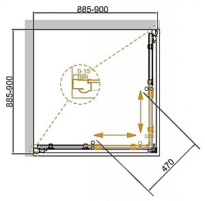 Душевой уголок Cezares Giubileo 90х90 GIUBILEO-A-2-90-SCORREVOLE-C-G стекло прозрачное/профиль золото купить в интернет-магазине Sanbest