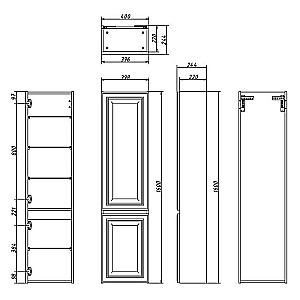 Пенал Caprigo Ponza 13550-030.000.00.20 40 серый для ванной в интернет-магазине сантехники Sanbest