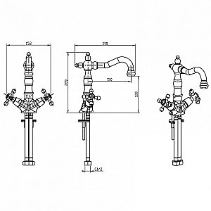 Смеситель для раковины Boheme Royal Cristal 312-Royal/CRST бронза/Swarovski купить в интернет-магазине сантехники Sanbest