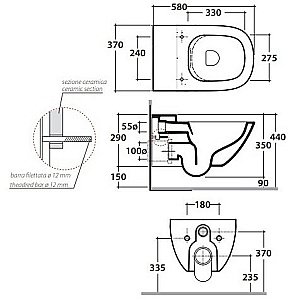 Унитаз подвесной GLOBO Stockholm LAS04.BI безободковый купить в интернет-магазине Sanbest