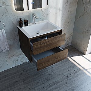 Тумба с раковиной Vincea Luka 60 VMC-2L600CO/VCB-13600W тёмный дуб/раковина белая для ванной в интернет-магазине Sanbest