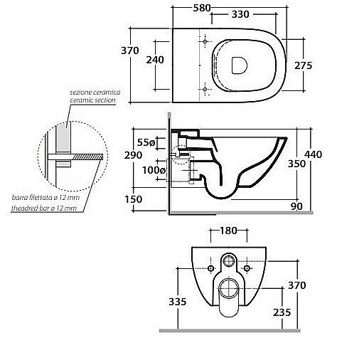 Унитаз подвесной GLOBO Stockholm LAS04.BI безободковый купить в интернет-магазине Sanbest
