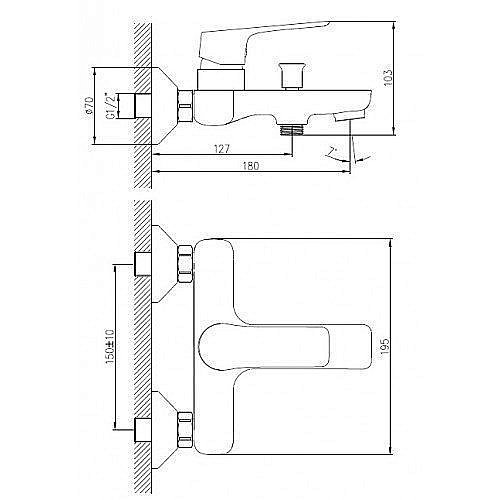 Смеситель для ванны Koller Pool Kvadro Start KS0100 хром купить в интернет-магазине сантехники Sanbest