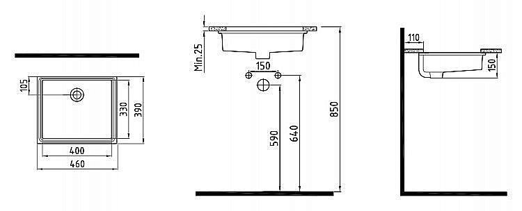 Раковина встраиваемая Bien Infinitum 46 INLA04001FD0W3000 белая купить в интернет-магазине Sanbest