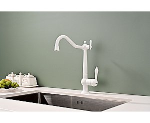 Смеситель для кухни Paulmark Retro Re213226-WH белый матовый купить в интернет-магазине сантехники Sanbest