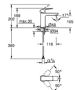 Смеситель для раковины GROHE Cubeo 1017550000 хром купить в интернет-магазине сантехники Sanbest