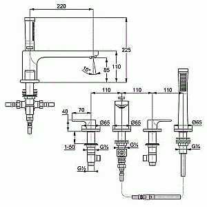 Смеситель для ванны Kludi Zenta SL 484240565 хром купить в интернет-магазине сантехники Sanbest