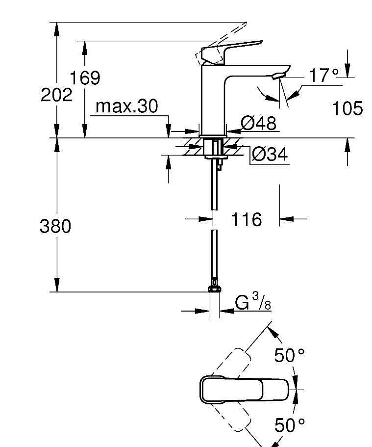 Смеситель для раковины GROHE Cubeo 1017550000 хром купить в интернет-магазине сантехники Sanbest