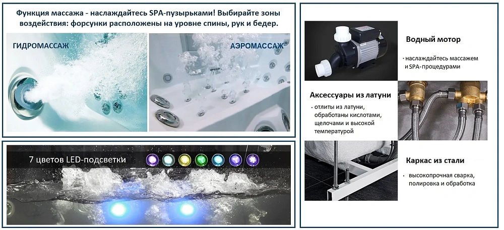 Ванна акриловая с гидромассажем CeruttiSpa С-453A 180x80 купить в интернет-магазине Sanbest