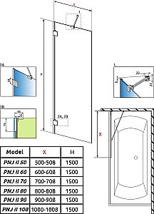 Шторка для ванны Radaway Essenza Pro White PNJ II 50 10101050-04-01 стекло прозрачное/профиль белый матовый купить в интернет-магазине Sanbest