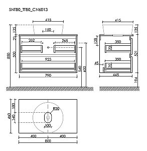 Тумба с раковиной Sancos SNOB T 80 со столешницей, Doha Soft для ванной в интернет-магазине Sanbest