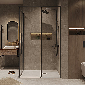 Душевой уголок Grossman Galaxy 90х80 300.K33.01.9080.21.00 стекло прозрачное/профиль черный матовый купить в интернет-магазине Sanbest