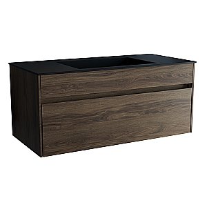 Тумба с раковиной Vincea Chiara 100 VMC-2C100CO/VCB-13100B тёмный дуб/раковина черная для ванной в интернет-магазине Sanbest