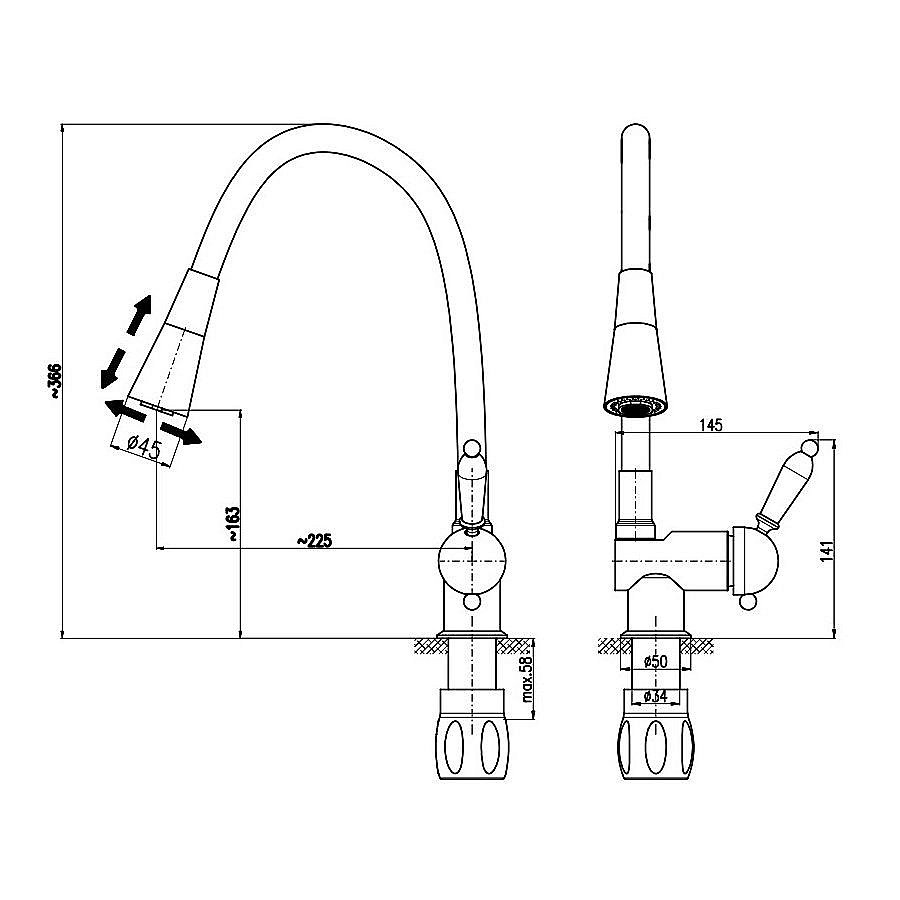 Смеситель для кухни Rav-Slezak Labe L508.5/13CMAT черный купить в интернет-магазине сантехники Sanbest