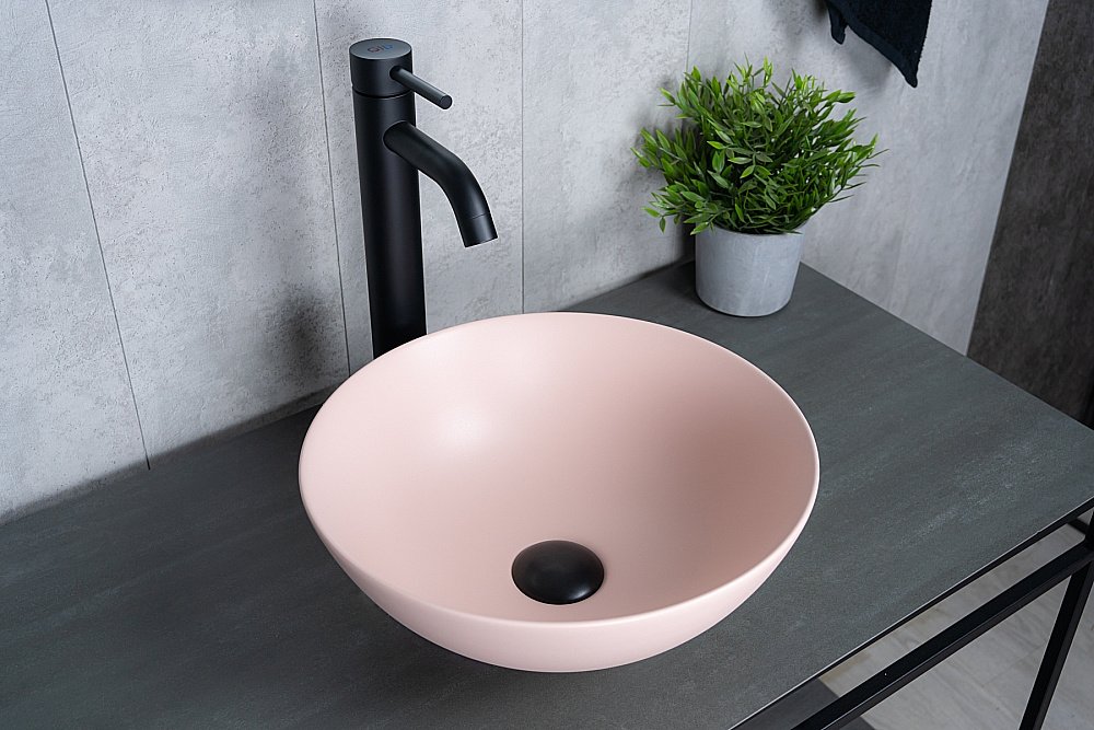 Раковина накладная Gid 9081pkm розовая матовая купить в интернет-магазине Sanbest