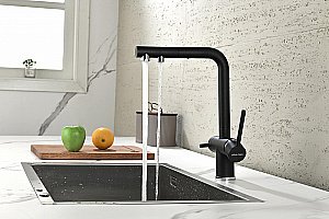 Смеситель для кухни Paulmark Serpentine Se213222-BLM черный купить в интернет-магазине сантехники Sanbest