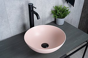 Раковина накладная Gid 9081pkm розовая матовая купить в интернет-магазине Sanbest