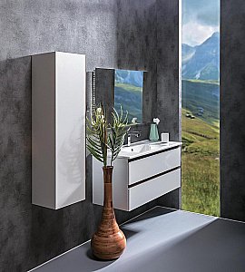 Тумба с раковиной Armadi Art Capolda 100 белое с ручкой орех для ванной в интернет-магазине Sanbest