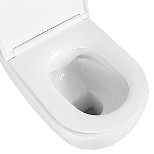 Унитаз подвесной Aquatek ПОЛАРИС AQ0700-00+INS-0000012+KDI-0000045+KKI-0000002 белый, безободковый, с крышкой микролифт, с инсталляцией и черной матовой кнопкой купить в интернет-магазине Sanbest
