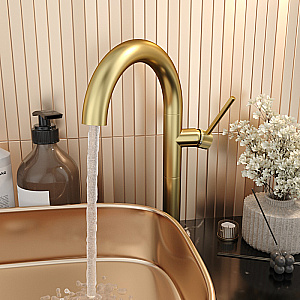 Смеситель для раковины Elghansa RADIANT XQ 16H3781-MattGold матовое золото купить в интернет-магазине сантехники Sanbest