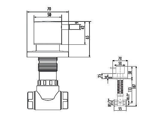 Встраиваемый вентиль Creavit AC50L.ANM антрацит матовый купить в интернет-магазине сантехники Sanbest