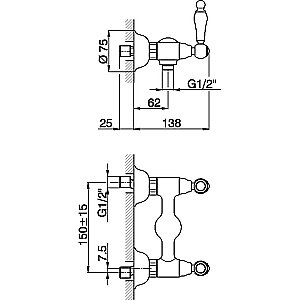 Смеситель для душа Cisal ARCANA TOSCANA TS00044121 хром купить в интернет-магазине сантехники Sanbest